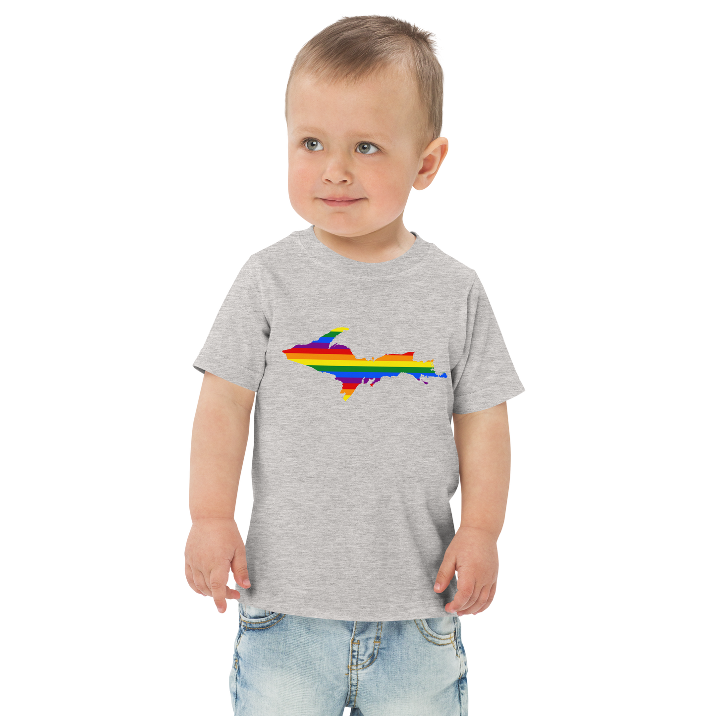 Michigan Upper Peninsula T-Shirt (w/ UP Pride Flag Outline) | Toddler Short Sleeve