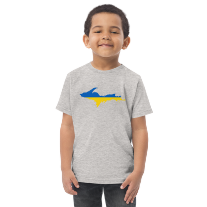 Michigan Upper Peninsula T-Shirt (w/ Ukraine Flag Outline) | Toddler Short Sleeve