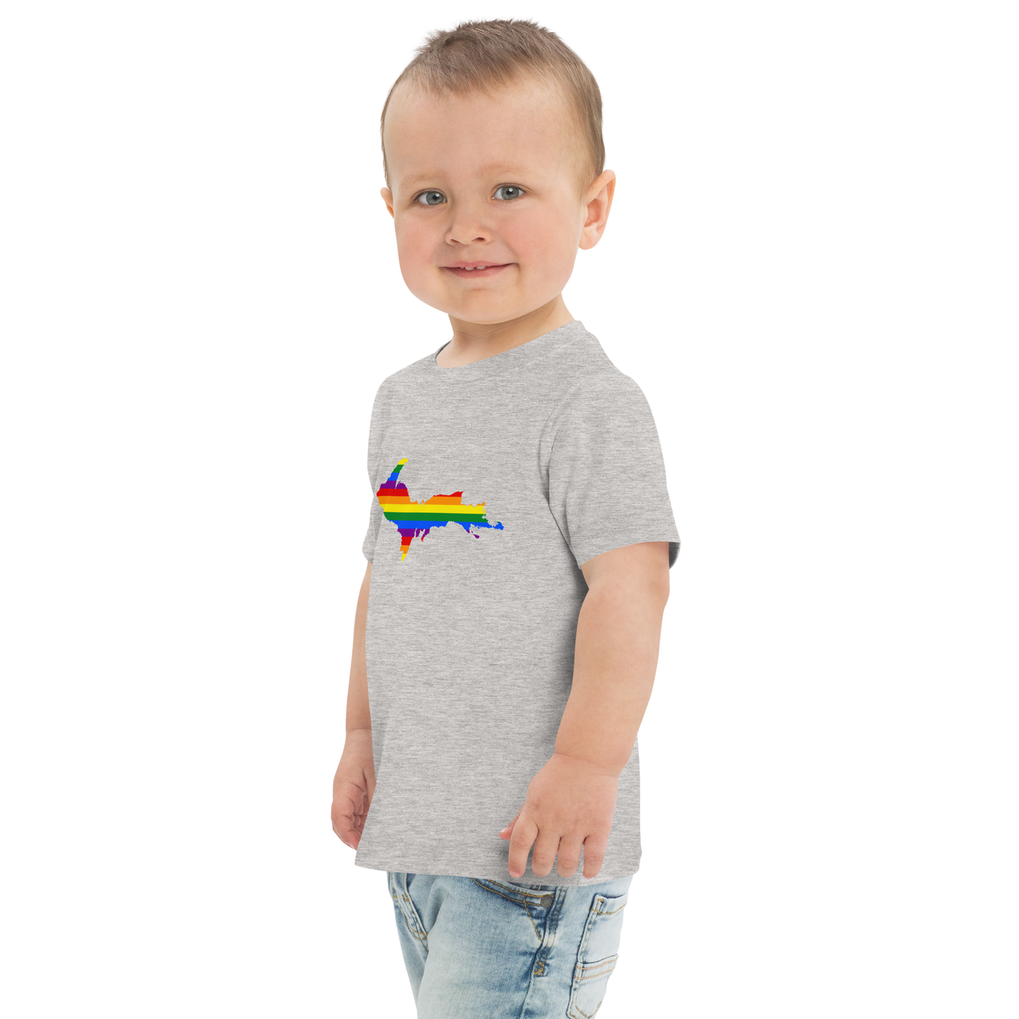 Michigan Upper Peninsula T-Shirt (w/ UP Pride Flag Outline) | Toddler Short Sleeve