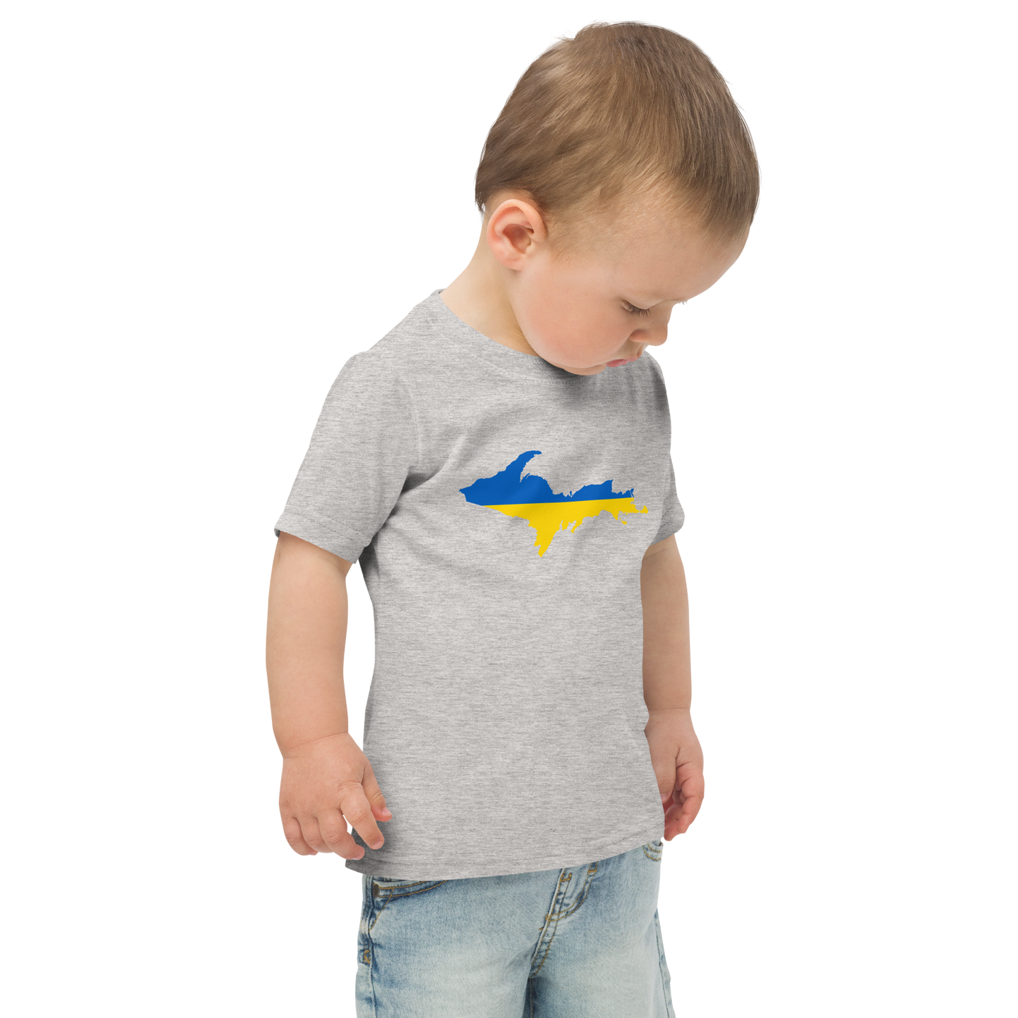 Michigan Upper Peninsula T-Shirt (w/ Ukraine Flag Outline) | Toddler Short Sleeve