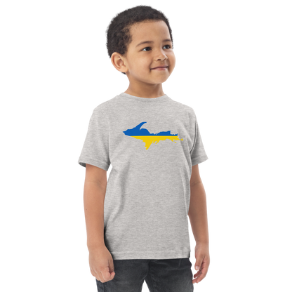 Michigan Upper Peninsula T-Shirt (w/ Ukraine Flag Outline) | Toddler Short Sleeve