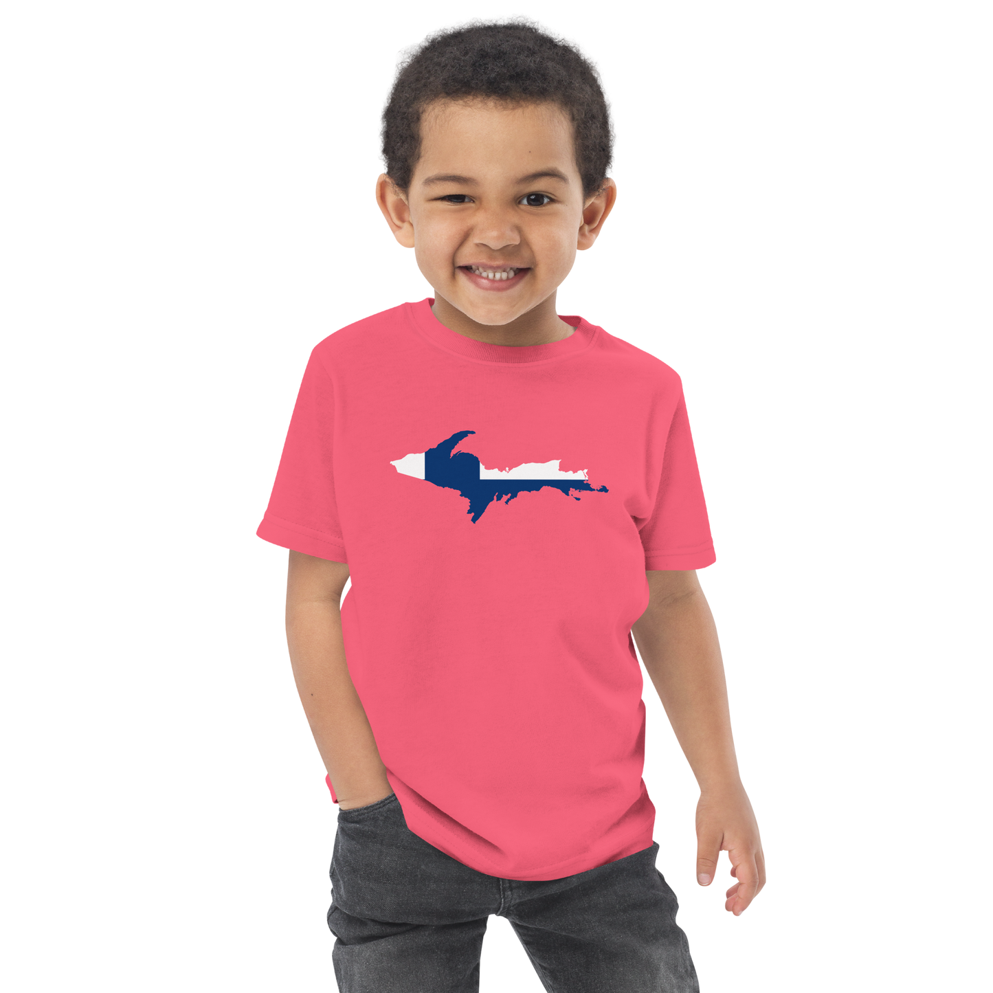 Michigan Upper Peninsula T-Shirt (w/ UP Finland Flag Outline) | Toddler Short Sleeve