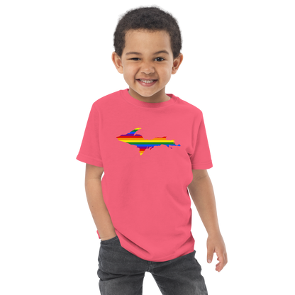 Michigan Upper Peninsula T-Shirt (w/ UP Pride Flag Outline) | Toddler Short Sleeve