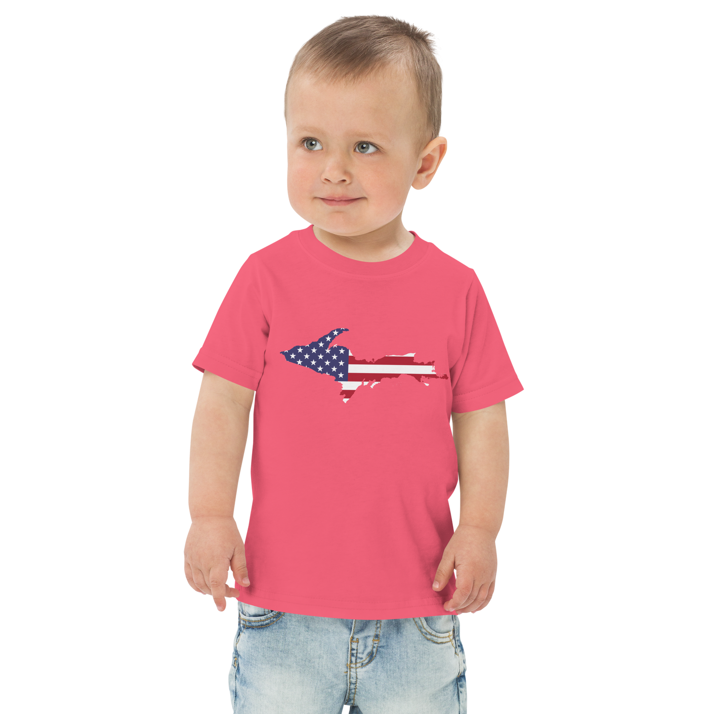 Michigan Upper Peninsula T-Shirt (w/ UP USA Flag Outline) | Toddler Short Sleeve