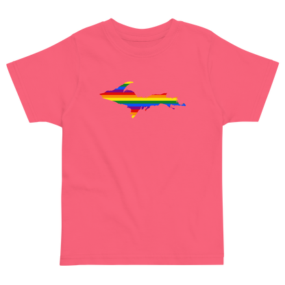 Michigan Upper Peninsula T-Shirt (w/ UP Pride Flag Outline) | Toddler Short Sleeve