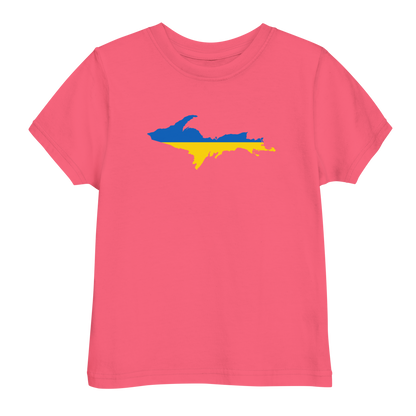 Michigan Upper Peninsula T-Shirt (w/ Ukraine Flag Outline) | Toddler Short Sleeve