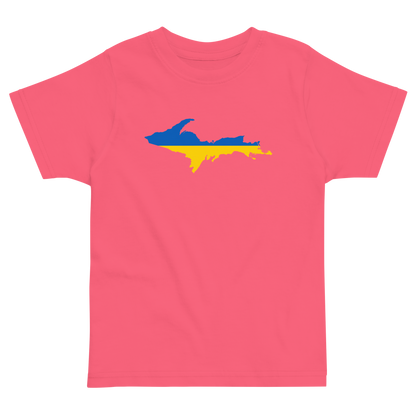 Michigan Upper Peninsula T-Shirt (w/ Ukraine Flag Outline) | Toddler Short Sleeve