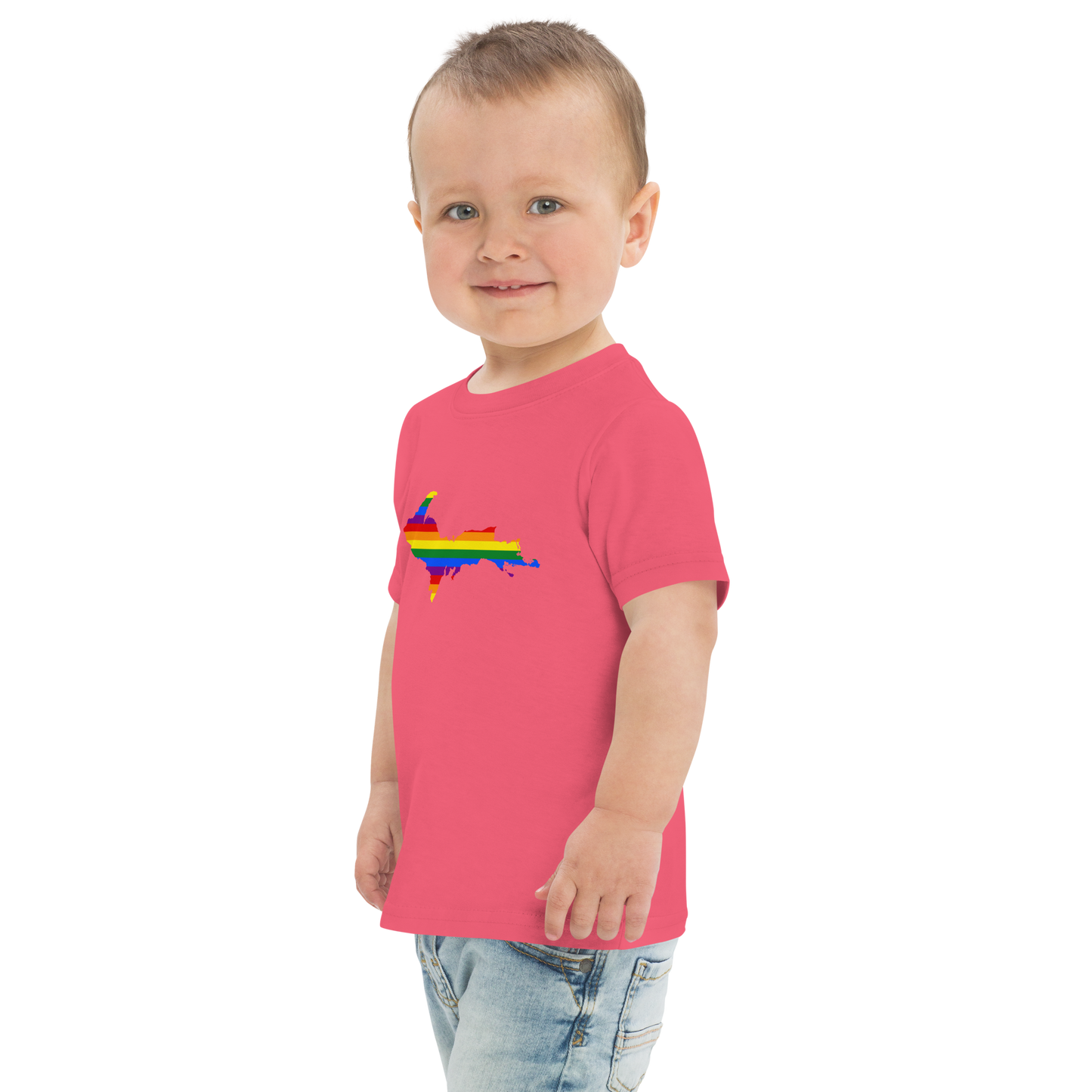 Michigan Upper Peninsula T-Shirt (w/ UP Pride Flag Outline) | Toddler Short Sleeve