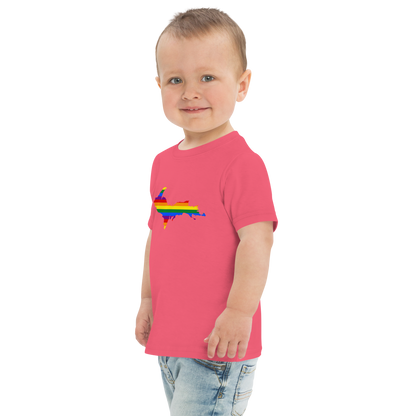 Michigan Upper Peninsula T-Shirt (w/ UP Pride Flag Outline) | Toddler Short Sleeve