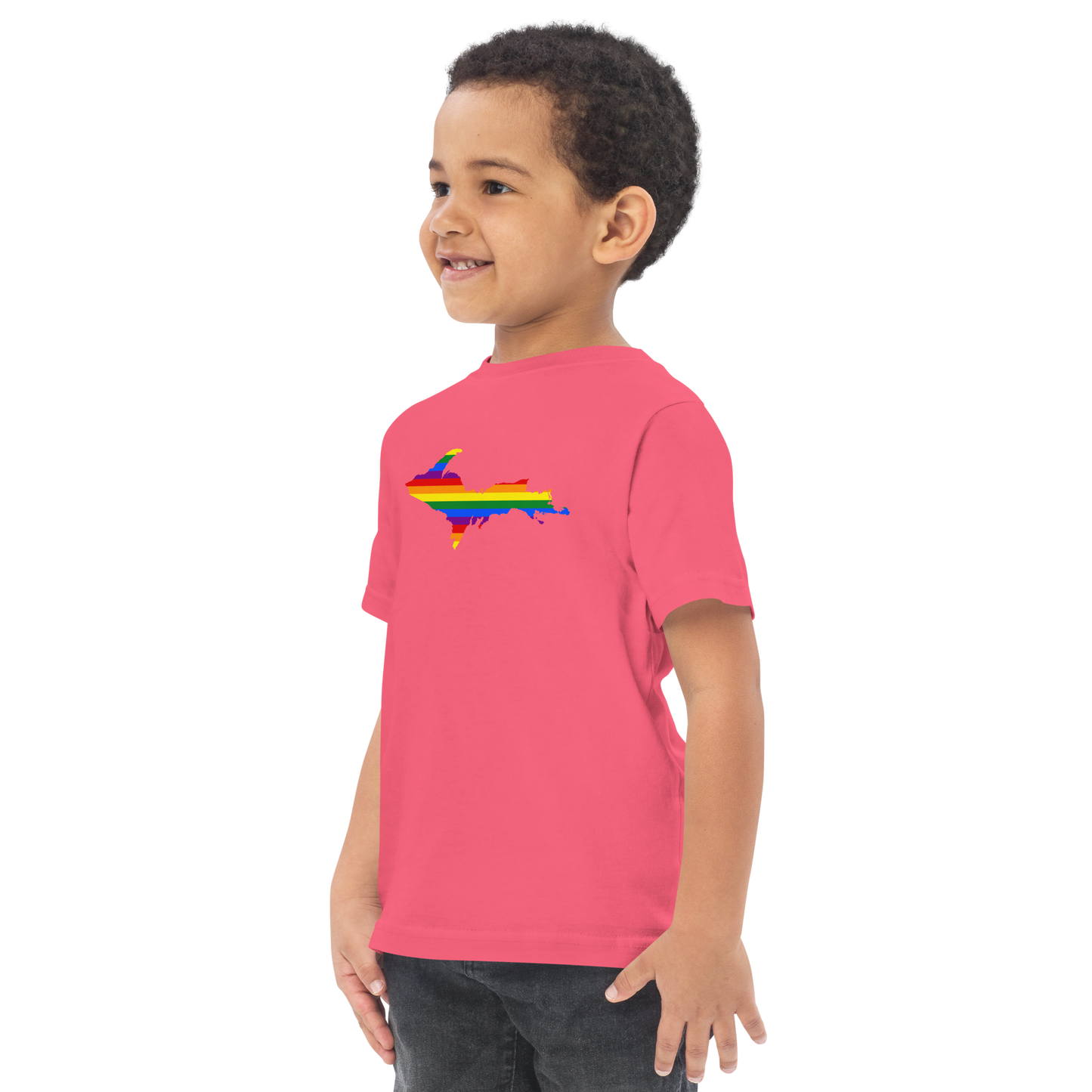 Michigan Upper Peninsula T-Shirt (w/ UP Pride Flag Outline) | Toddler Short Sleeve