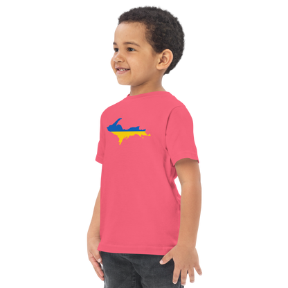 Michigan Upper Peninsula T-Shirt (w/ Ukraine Flag Outline) | Toddler Short Sleeve