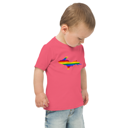 Michigan Upper Peninsula T-Shirt (w/ UP Pride Flag Outline) | Toddler Short Sleeve