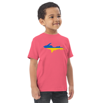 Michigan Upper Peninsula T-Shirt (w/ Ukraine Flag Outline) | Toddler Short Sleeve