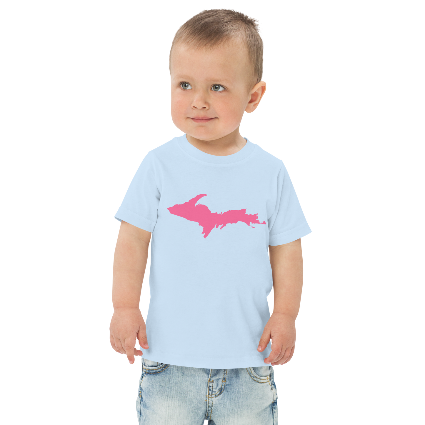 Michigan Upper Peninsula T-Shirt (w/ Pink UP Outline) | Toddler Short Sleeve