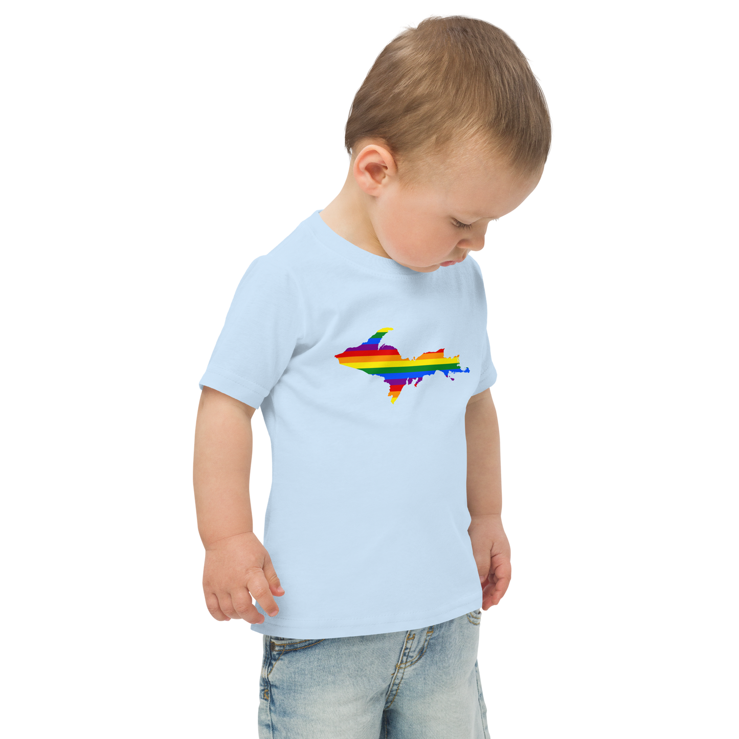 Michigan Upper Peninsula T-Shirt (w/ UP Pride Flag Outline) | Toddler Short Sleeve