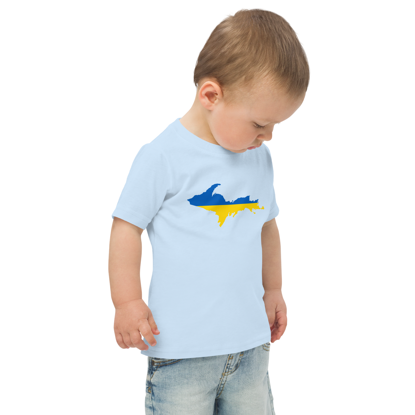 Michigan Upper Peninsula T-Shirt (w/ Ukraine Flag Outline) | Toddler Short Sleeve