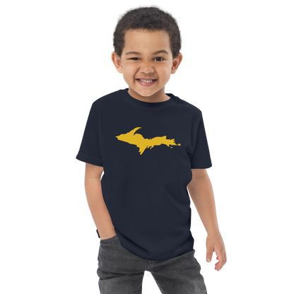 Michigan Upper Peninsula T-Shirt (w/ Gold UP Outline) | Toddler Short Sleeve