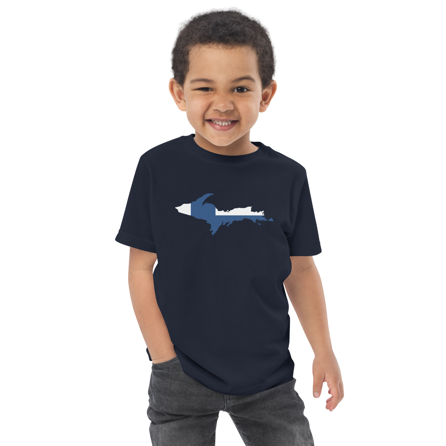 Michigan Upper Peninsula T-Shirt (w/ UP Finland Flag Outline) | Toddler Short Sleeve