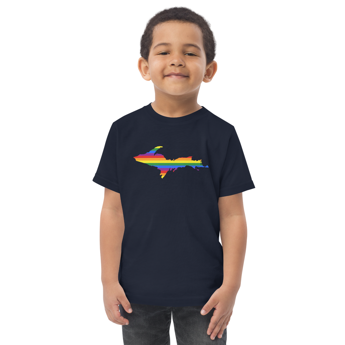 Michigan Upper Peninsula T-Shirt (w/ UP Pride Flag Outline) | Toddler Short Sleeve