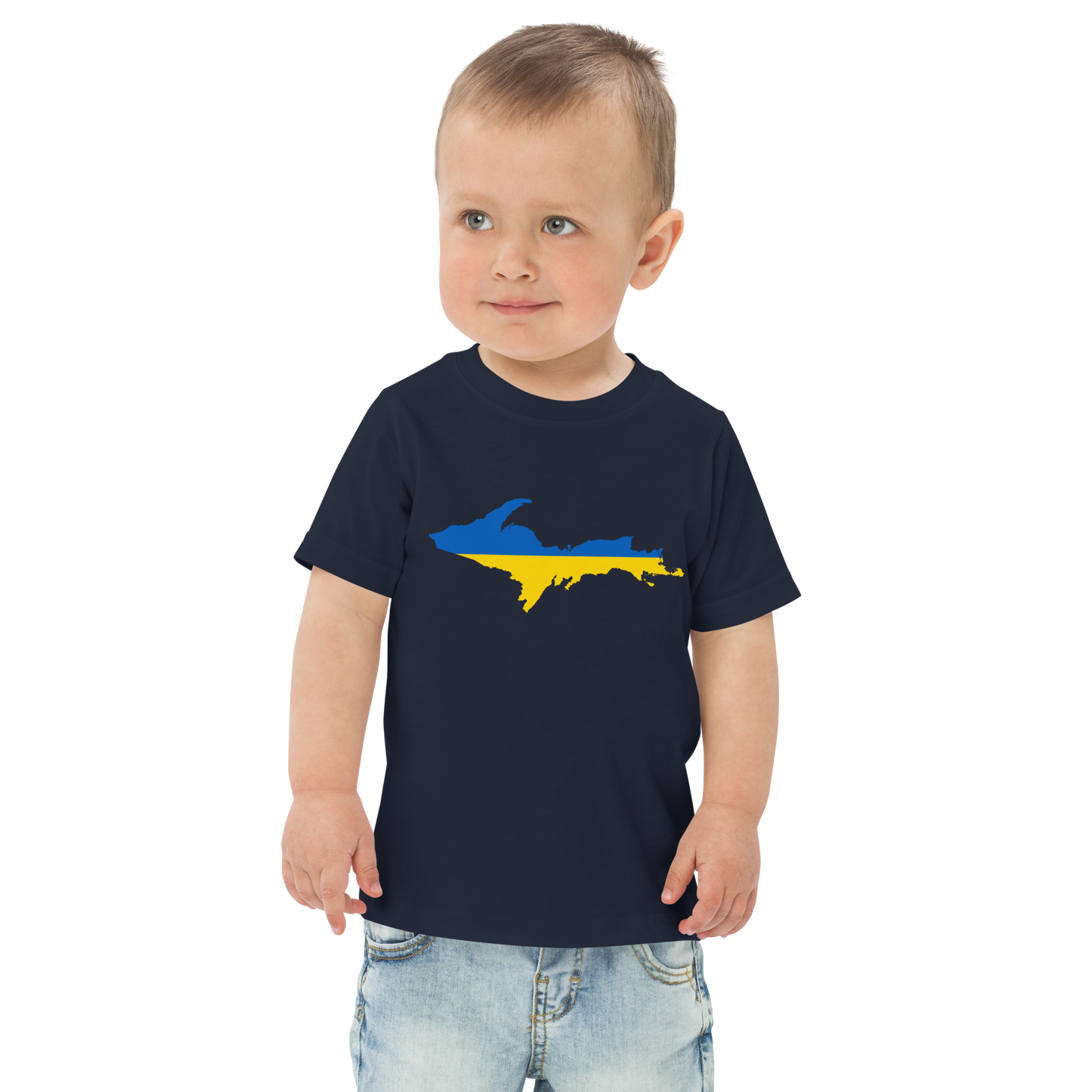 Michigan Upper Peninsula T-Shirt (w/ Ukraine Flag Outline) | Toddler Short Sleeve