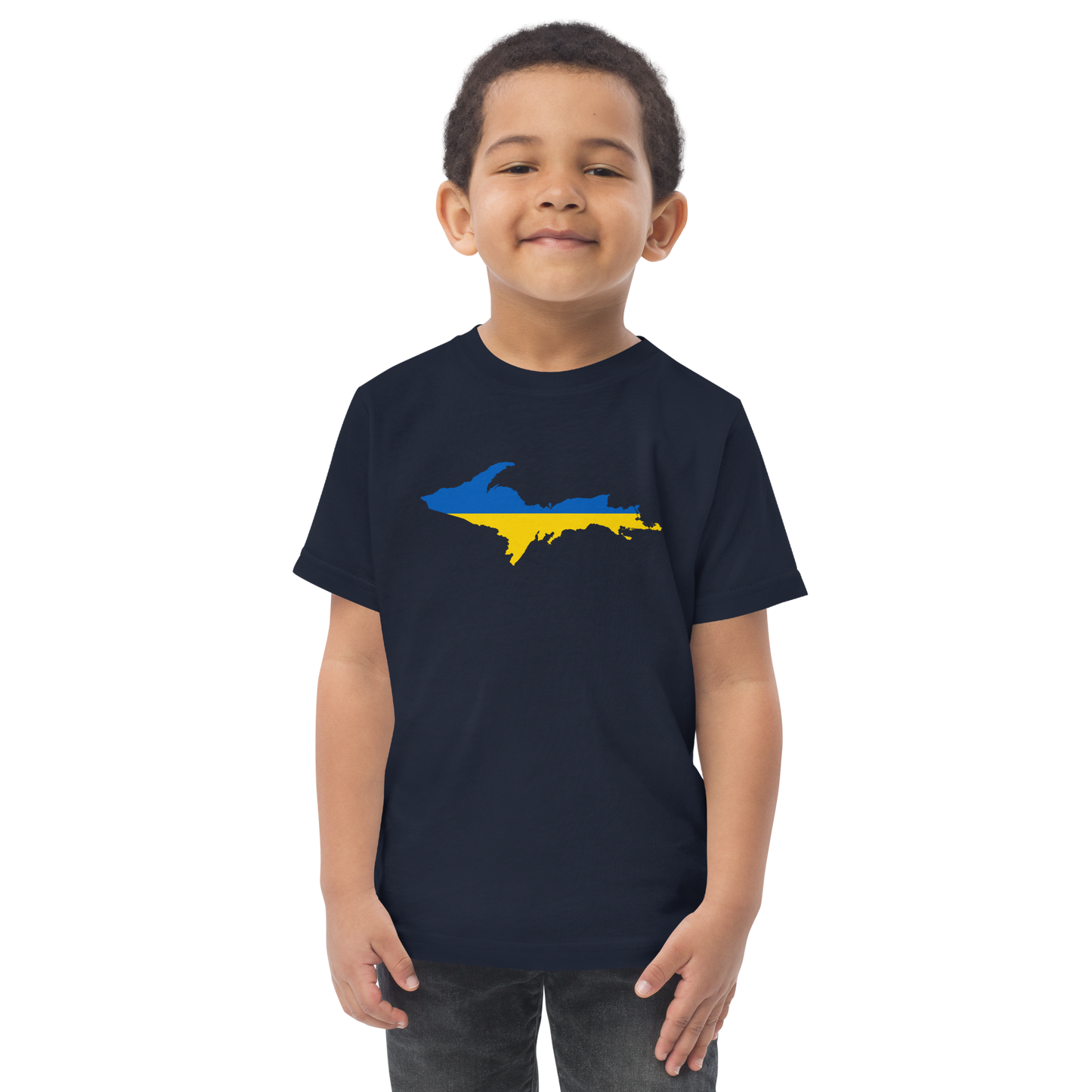 Michigan Upper Peninsula T-Shirt (w/ Ukraine Flag Outline) | Toddler Short Sleeve