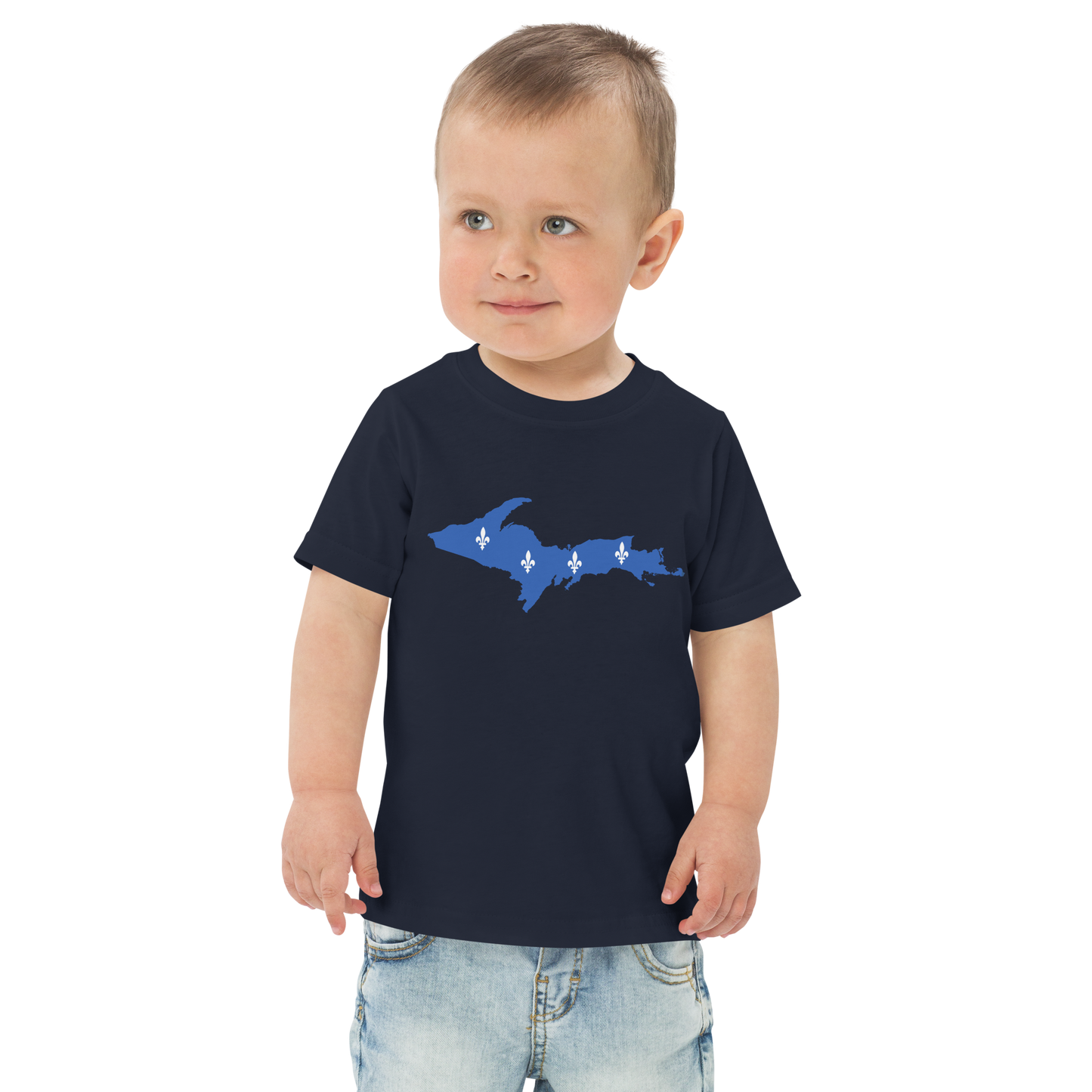 Michigan Upper Peninsula T-Shirt (w/ UP Quebec Flag Outline) | Toddler Short Sleeve