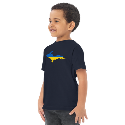 Michigan Upper Peninsula T-Shirt (w/ Ukraine Flag Outline) | Toddler Short Sleeve