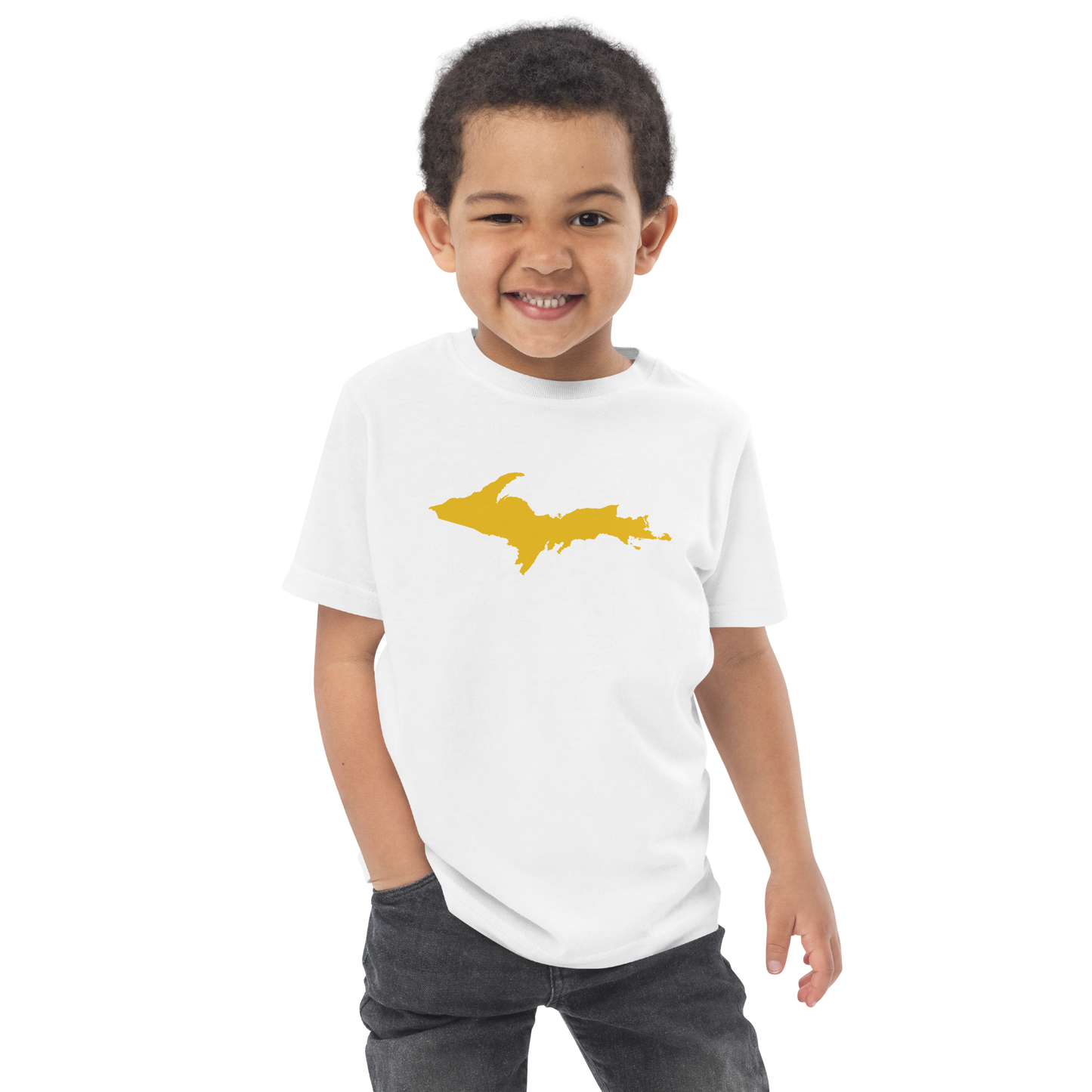 Michigan Upper Peninsula T-Shirt (w/ Gold UP Outline) | Toddler Short Sleeve