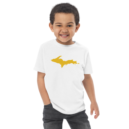 Michigan Upper Peninsula T-Shirt (w/ Gold UP Outline) | Toddler Short Sleeve