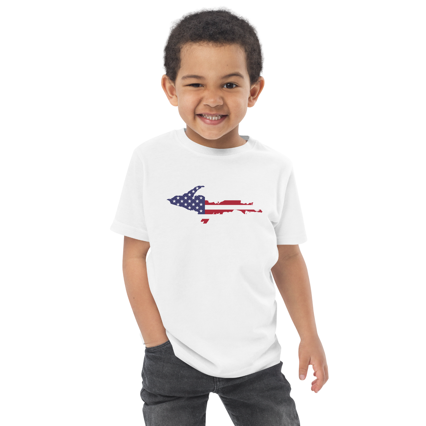 Michigan Upper Peninsula T-Shirt (w/ UP USA Flag Outline) | Toddler Short Sleeve