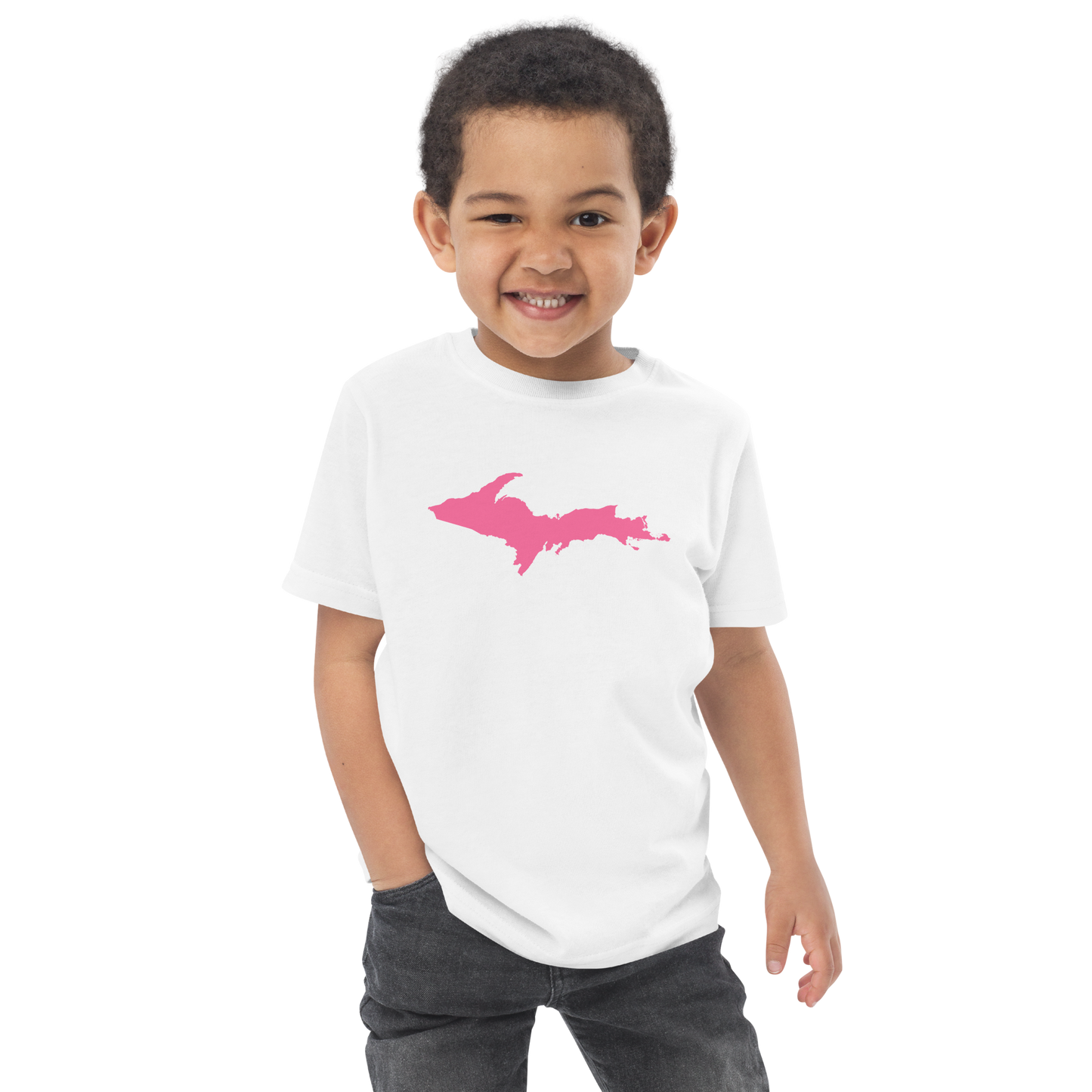 Michigan Upper Peninsula T-Shirt (w/ Pink UP Outline) | Toddler Short Sleeve