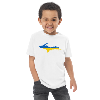 Michigan Upper Peninsula T-Shirt (w/ Ukraine Flag Outline) | Toddler Short Sleeve