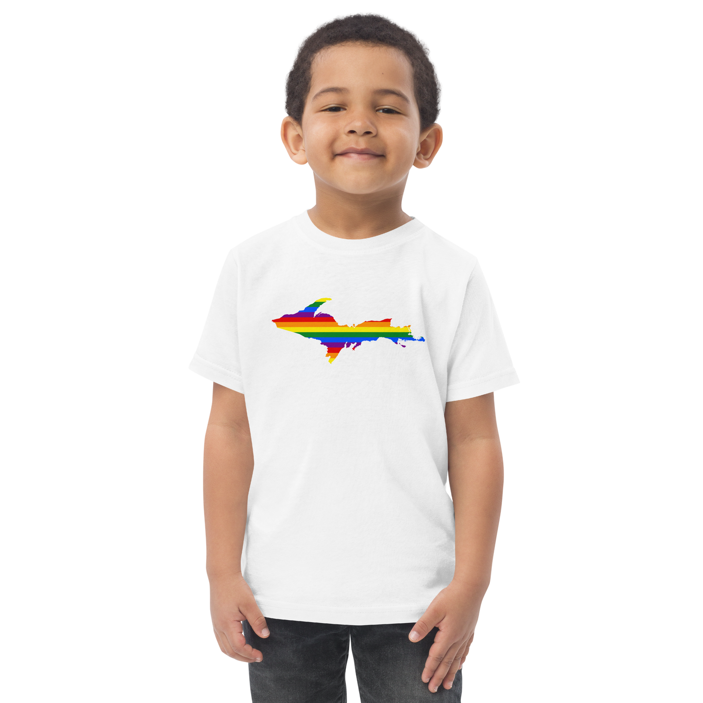 Michigan Upper Peninsula T-Shirt (w/ UP Pride Flag Outline) | Toddler Short Sleeve