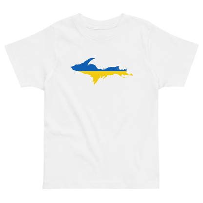 Michigan Upper Peninsula T-Shirt (w/ Ukraine Flag Outline) | Toddler Short Sleeve