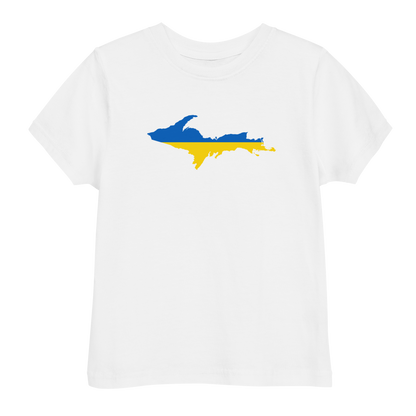 Michigan Upper Peninsula T-Shirt (w/ Ukraine Flag Outline) | Toddler Short Sleeve