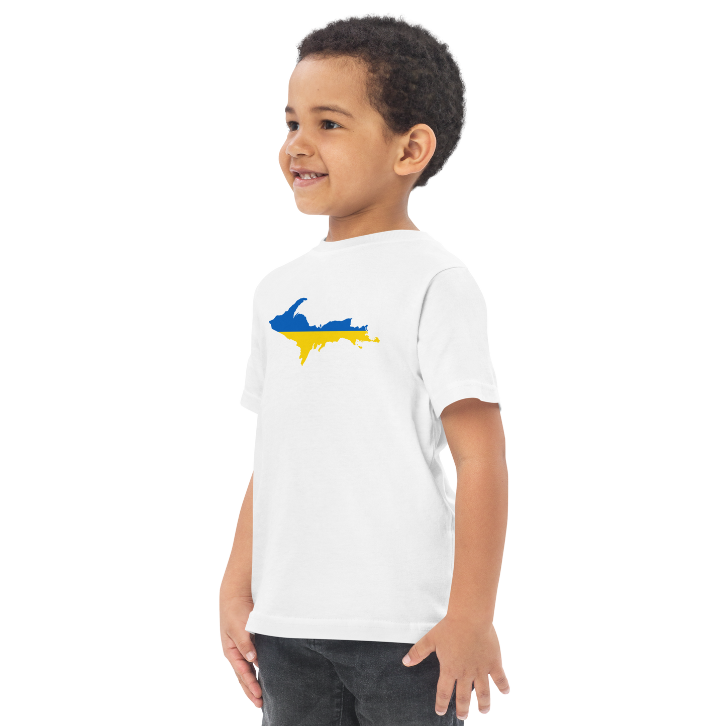 Michigan Upper Peninsula T-Shirt (w/ Ukraine Flag Outline) | Toddler Short Sleeve