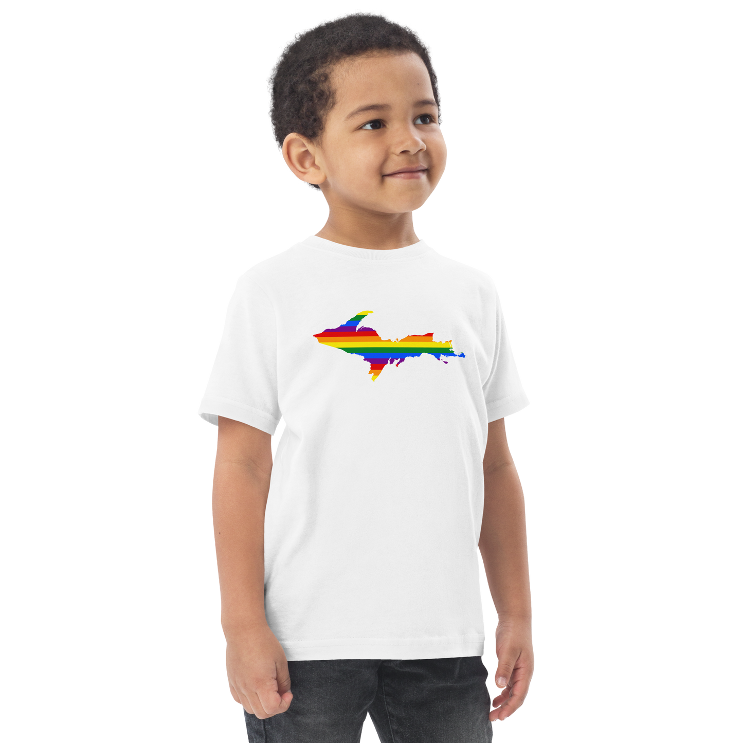 Michigan Upper Peninsula T-Shirt (w/ UP Pride Flag Outline) | Toddler Short Sleeve