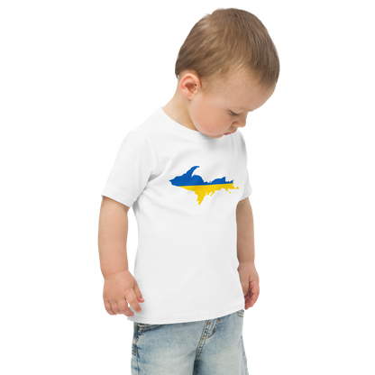 Michigan Upper Peninsula T-Shirt (w/ Ukraine Flag Outline) | Toddler Short Sleeve