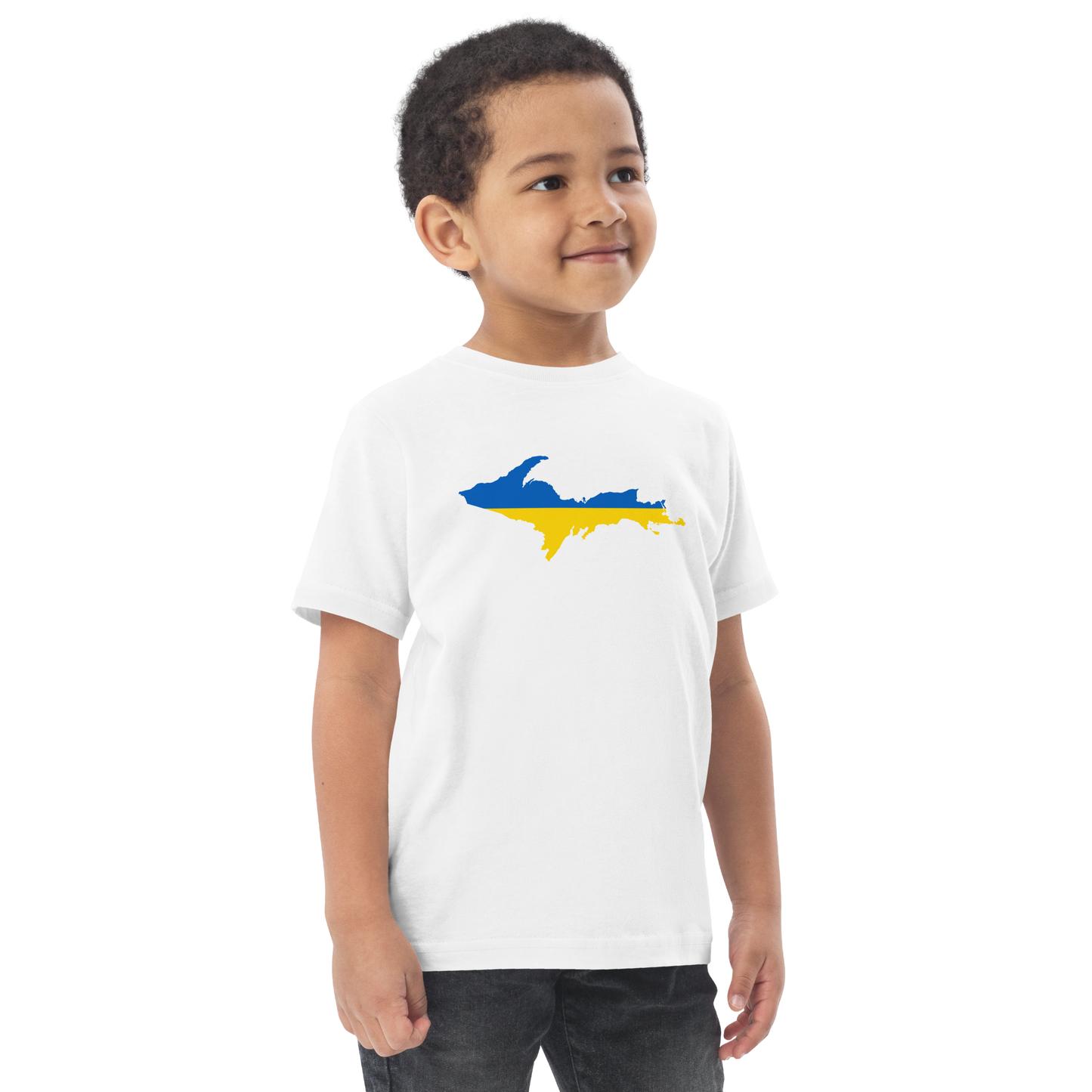 Michigan Upper Peninsula T-Shirt (w/ Ukraine Flag Outline) | Toddler Short Sleeve