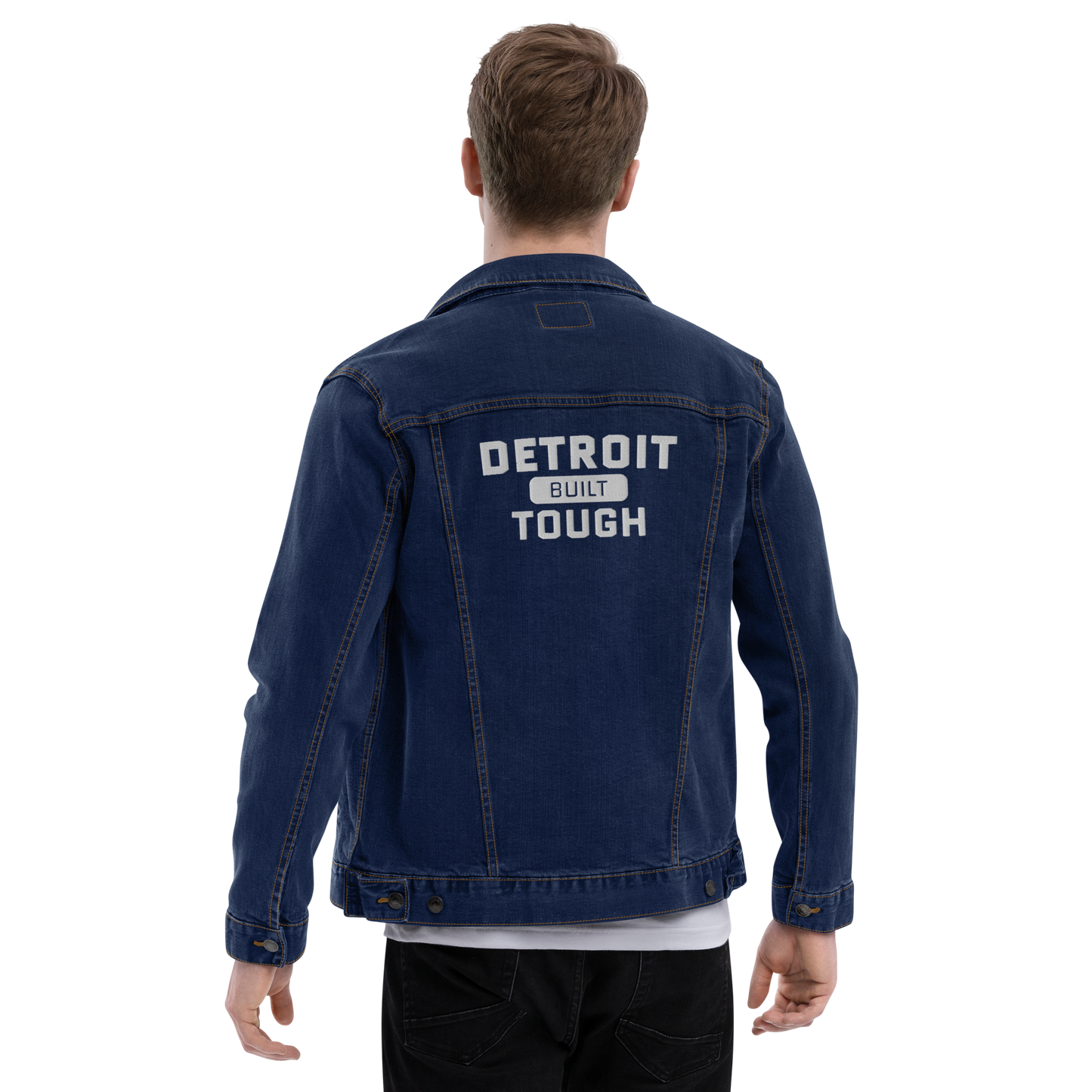 'Built Detroit Tough' Denim Jacket | Unisex Embroidered