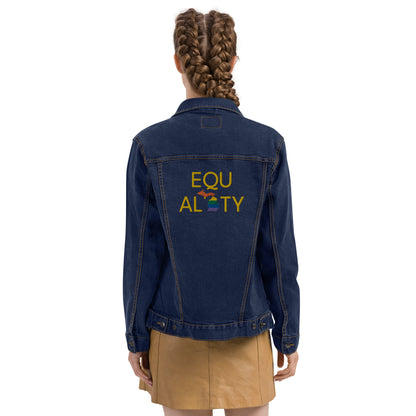 Michigan 'Equality' Denim Jacket (LGBTQ Pride Colors) | Unisex Embroidered