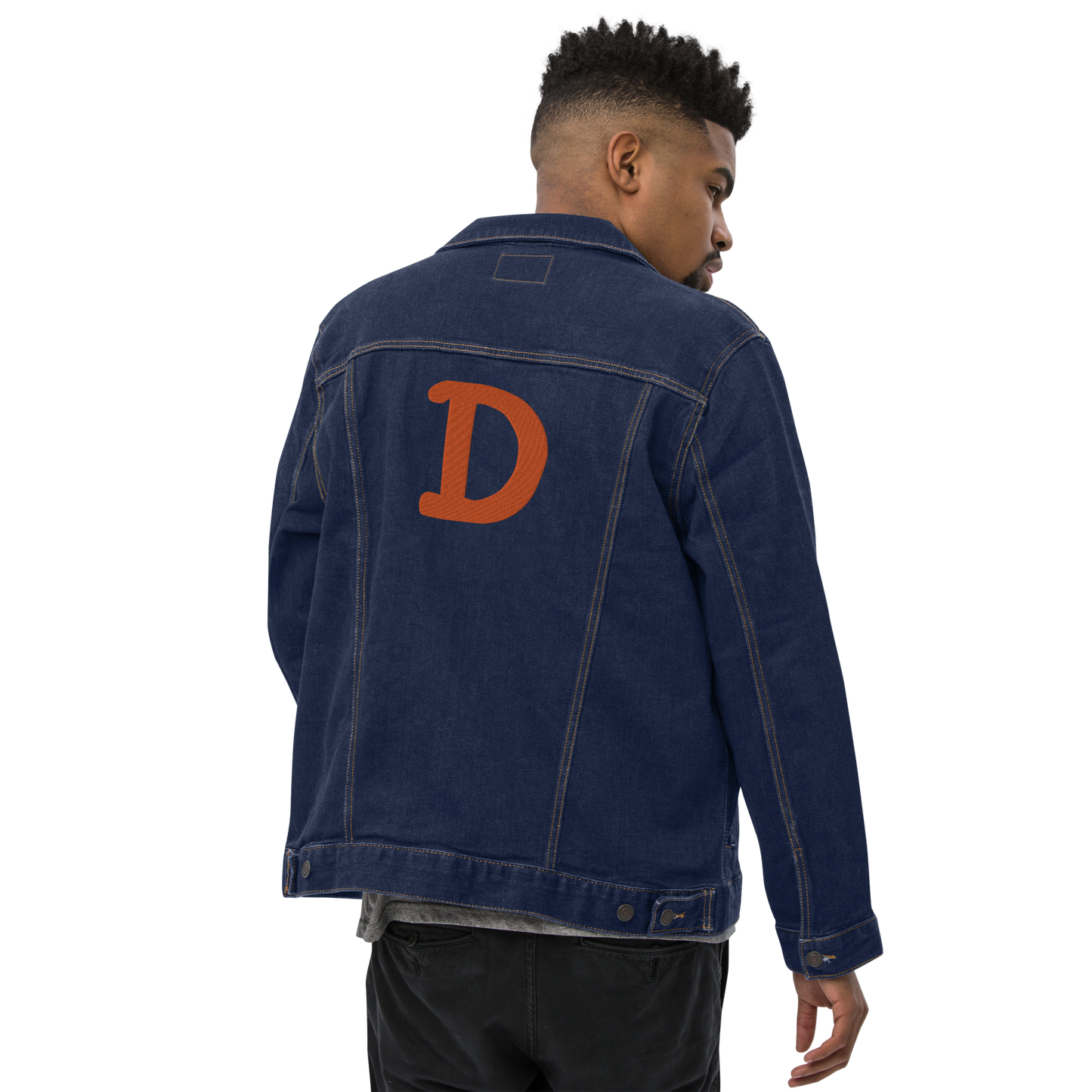 Detroit 'Old French D' Denim Jacket | Orange Embroidery