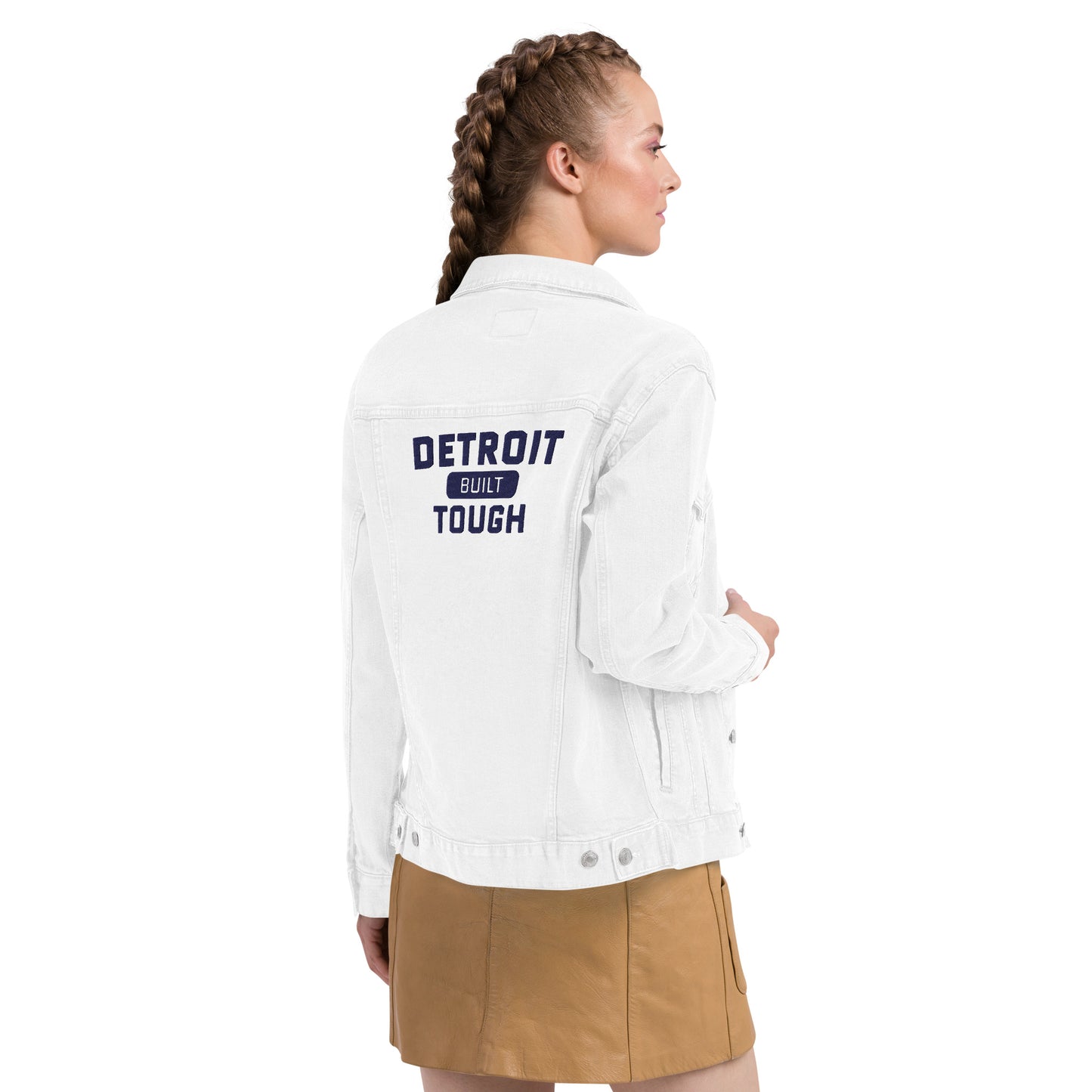 'Built Detroit Tough' Denim Jacket | Unisex Embroidered