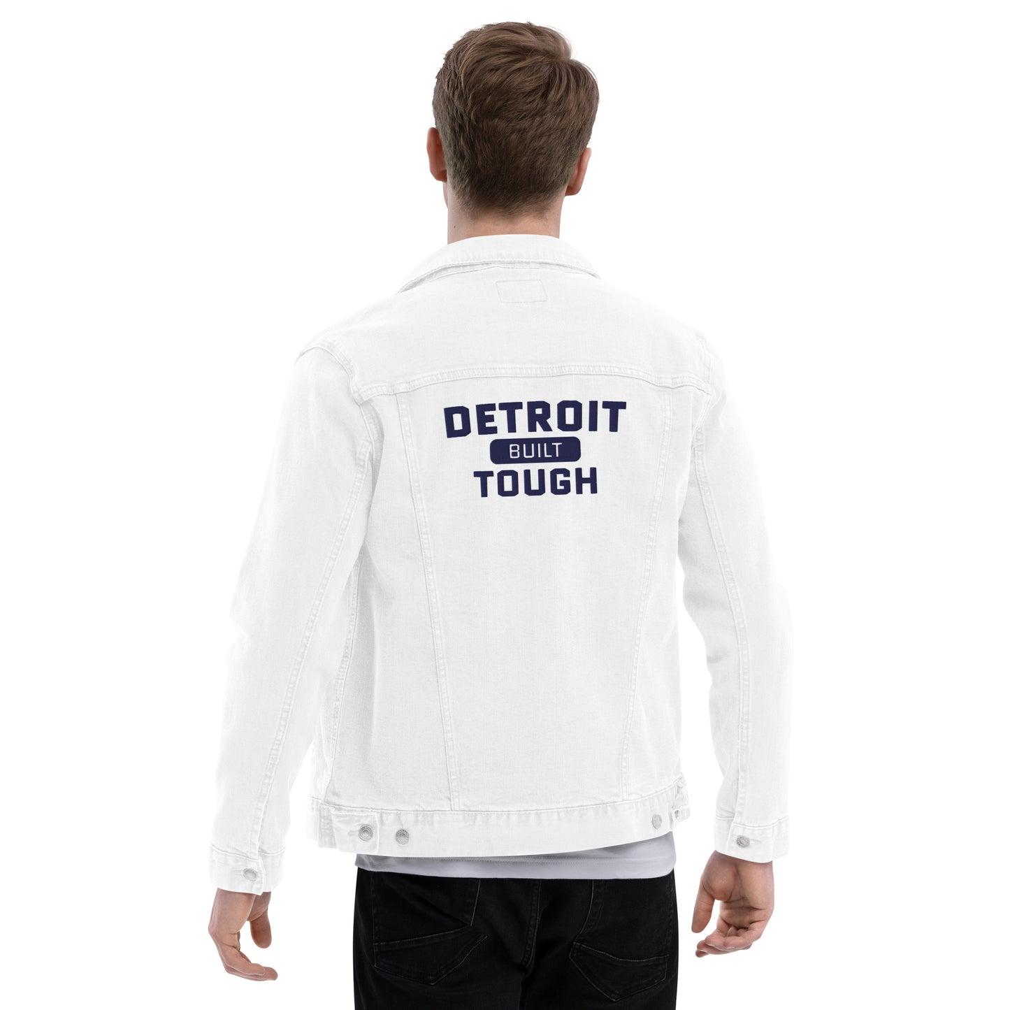 'Built Detroit Tough' Denim Jacket | Unisex Embroidered