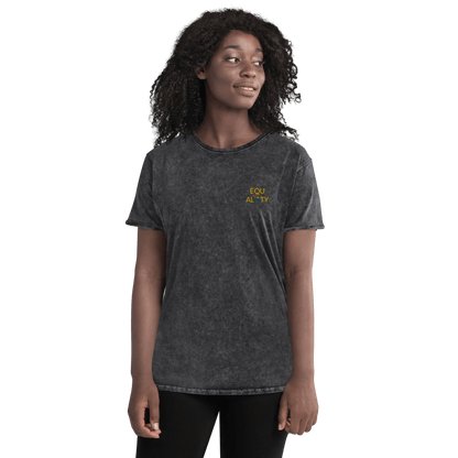 Michigan 'Equality' Denim T-Shirt (LGBTQ Pride Colors) | Embroidered - Circumspice Michigan