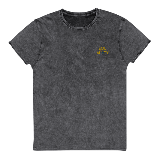 Michigan 'Equality' Denim T-Shirt (LGBTQ Pride Colors) | Embroidered - Circumspice Michigan