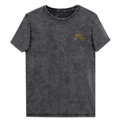 Michigan 'Equality' Denim T-Shirt (LGBTQ Pride Colors) | Embroidered - Circumspice Michigan