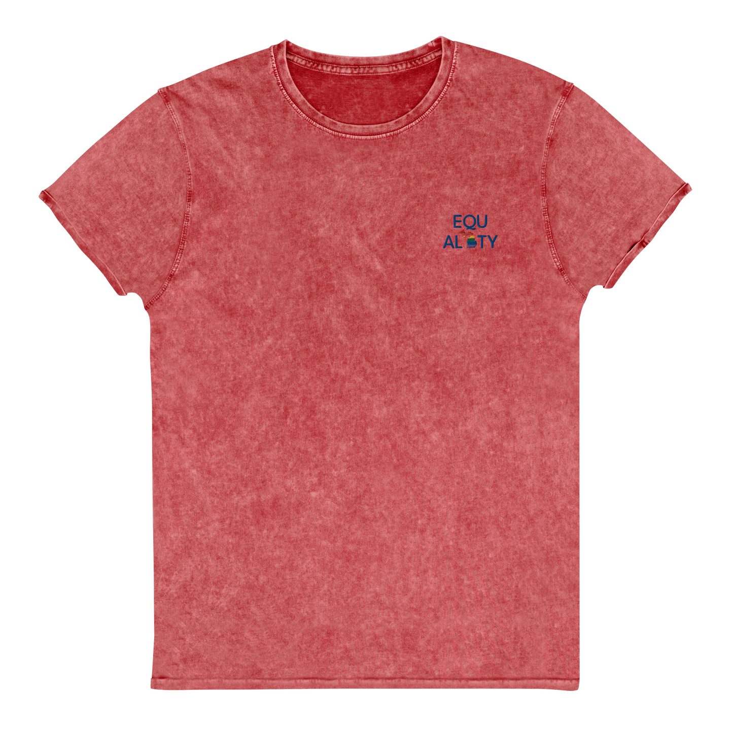 Michigan 'Equality' Denim T-Shirt (LGBTQ Pride Colors) | Embroidered - Circumspice Michigan