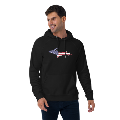 Michigan Upper Peninsula Hoodie (w/ MI USA Flag Outline) | Unisex Organic