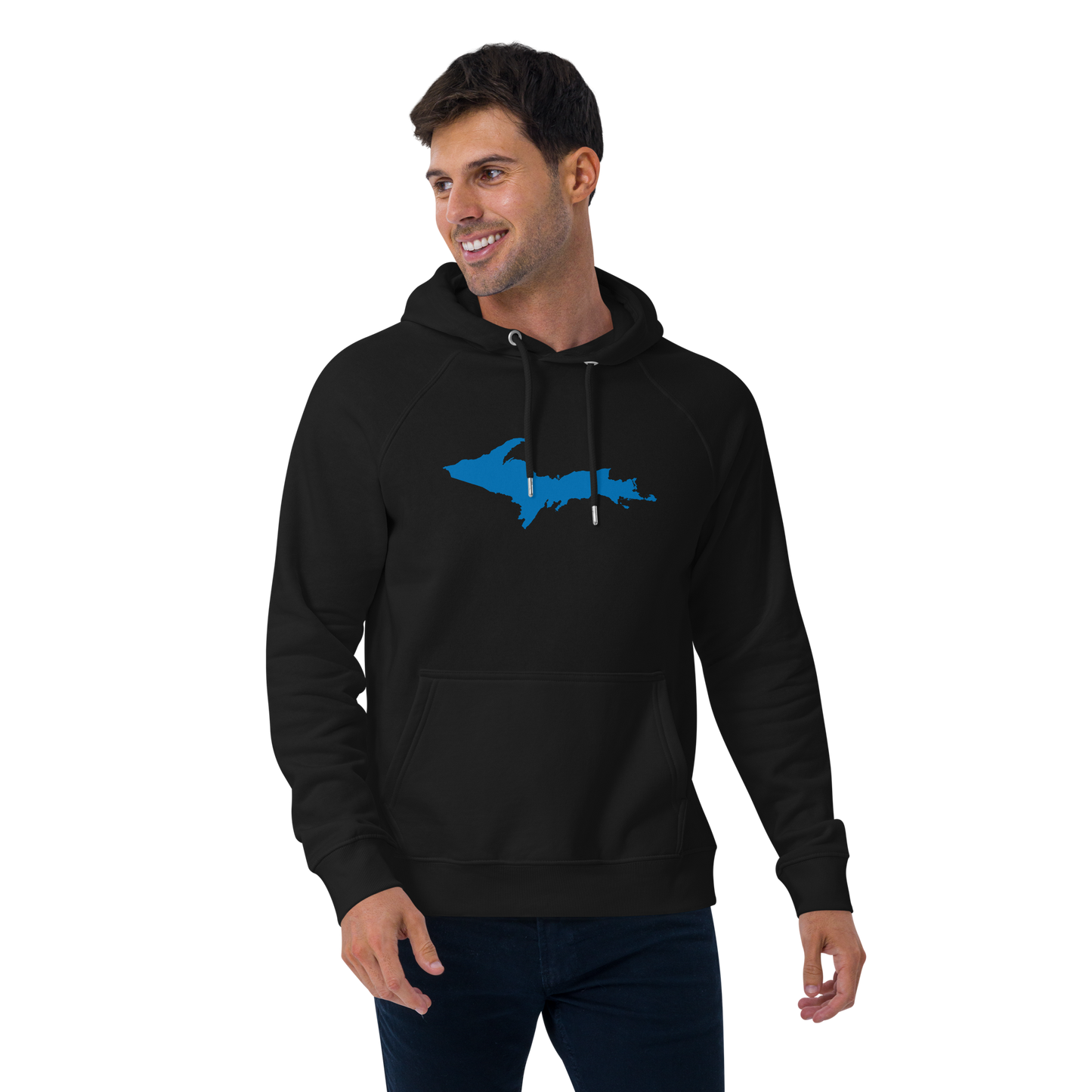 Michigan Upper Peninsula Hoodie (w/ Azure UP Outline) | Unisex Organic